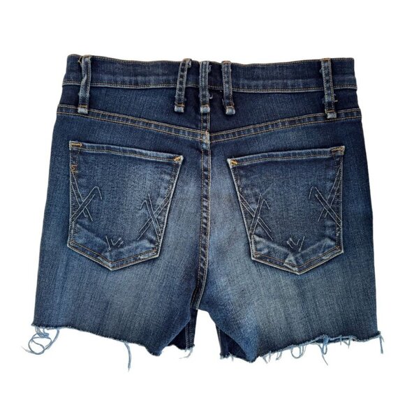 McGuire Denim Distressed Button Front Raw Hem Denim Shorts 25 - Picture 3 of 9